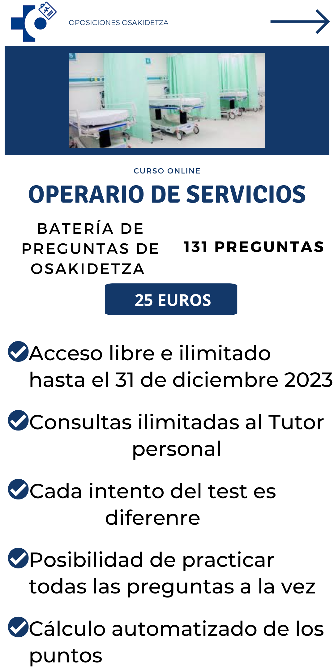 Operario/a de servicios. OSAKIDETZA. Batería de preguntas